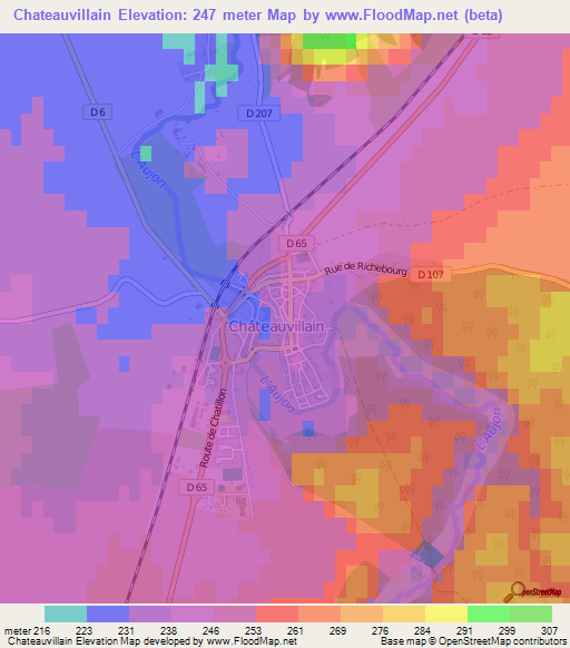 Chateauvillain,France Elevation Map