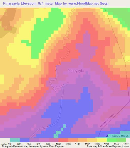 Pinaryayla,Turkey Elevation Map