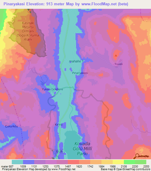 Pinaryakasi,Turkey Elevation Map