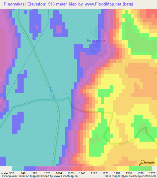 Pinaryakasi,Turkey Elevation Map