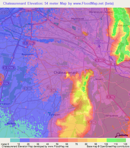 Chateaurenard,France Elevation Map