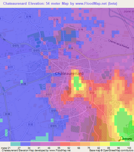 Chateaurenard,France Elevation Map