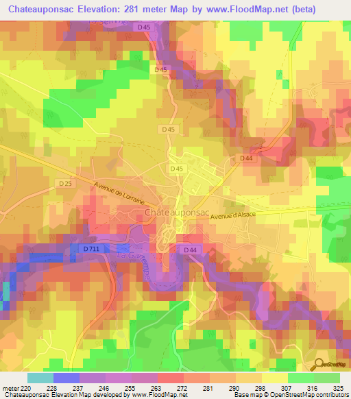 Chateauponsac,France Elevation Map