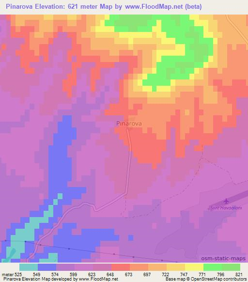 Pinarova,Turkey Elevation Map