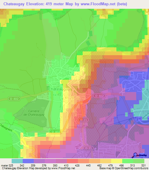 Chateaugay,France Elevation Map