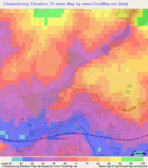 Chateaubourg,France Elevation Map