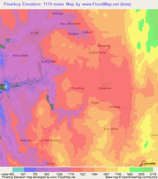 Pinarkoy,Turkey Elevation Map