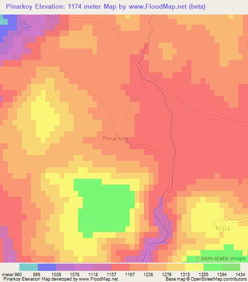 Pinarkoy,Turkey Elevation Map