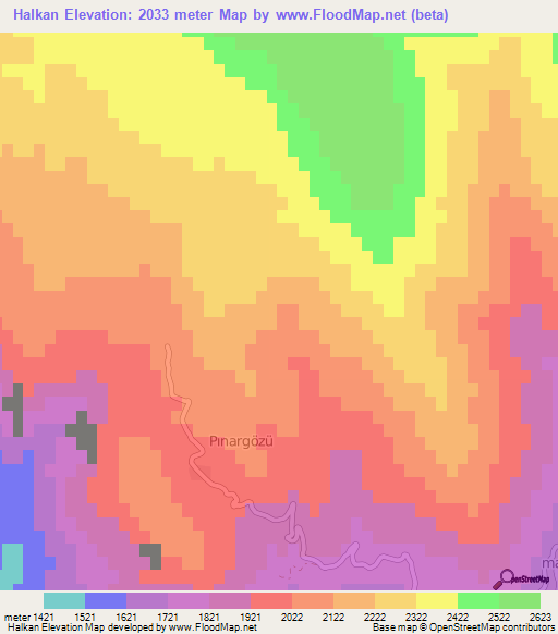 Halkan,Turkey Elevation Map