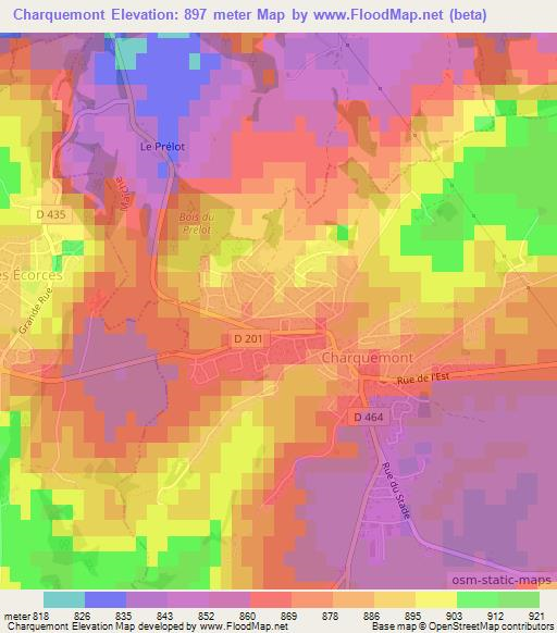 Charquemont,France Elevation Map