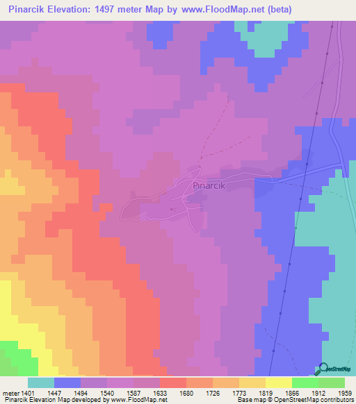 Pinarcik,Turkey Elevation Map