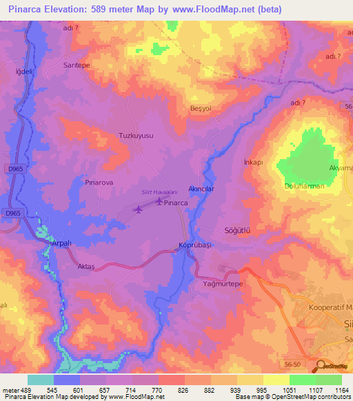 Pinarca,Turkey Elevation Map