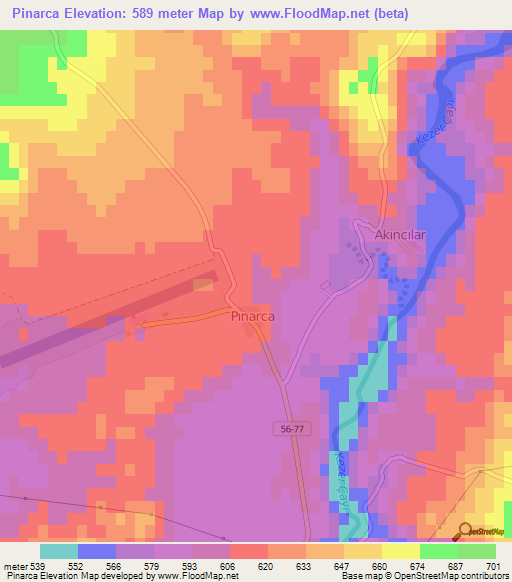 Pinarca,Turkey Elevation Map