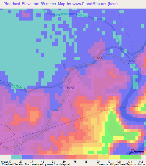 Pinarbasi,Turkey Elevation Map