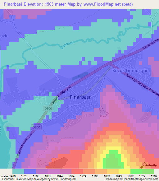 Pinarbasi,Turkey Elevation Map