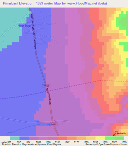 Pinarbasi,Turkey Elevation Map