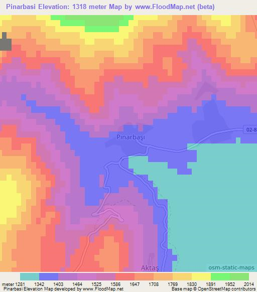 Pinarbasi,Turkey Elevation Map