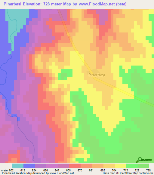 Pinarbasi,Turkey Elevation Map