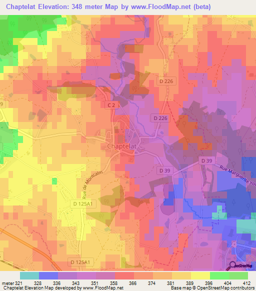 Chaptelat,France Elevation Map