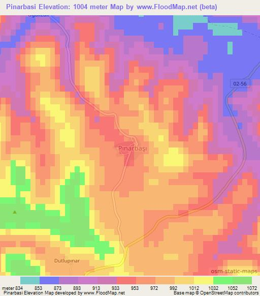 Pinarbasi,Turkey Elevation Map