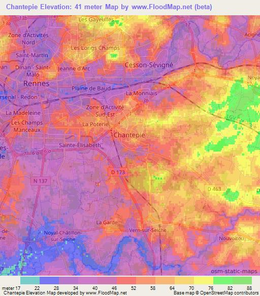 Chantepie,France Elevation Map