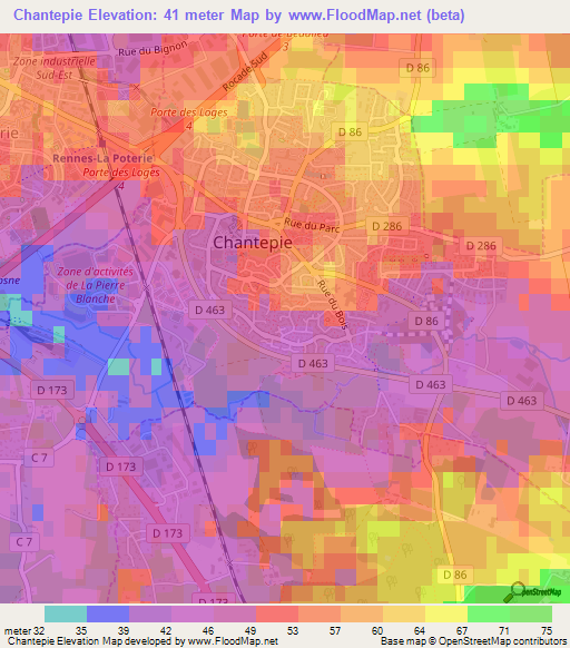 Chantepie,France Elevation Map