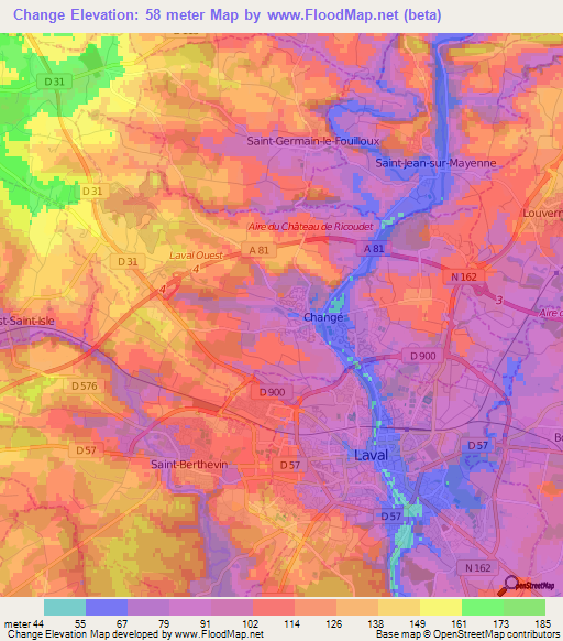 Change,France Elevation Map