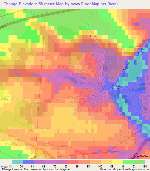 Change,France Elevation Map