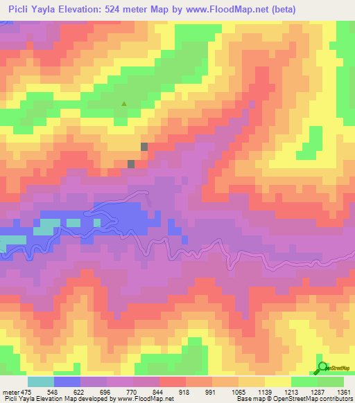 Picli Yayla,Turkey Elevation Map