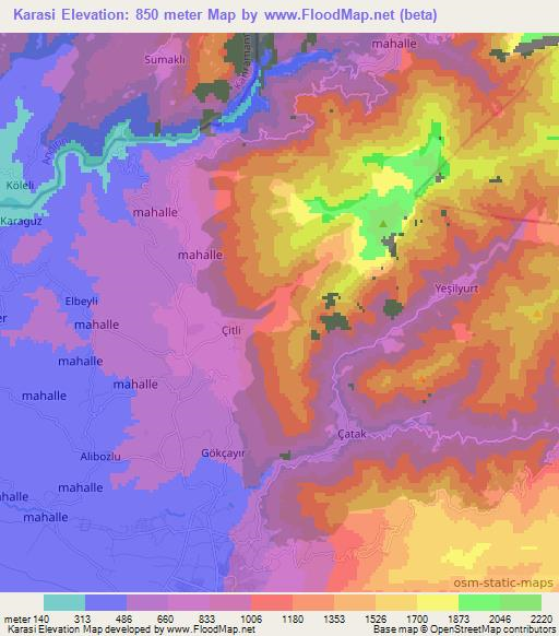 Karasi,Turkey Elevation Map