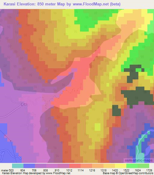 Karasi,Turkey Elevation Map