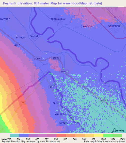 Peyhanli,Turkey Elevation Map