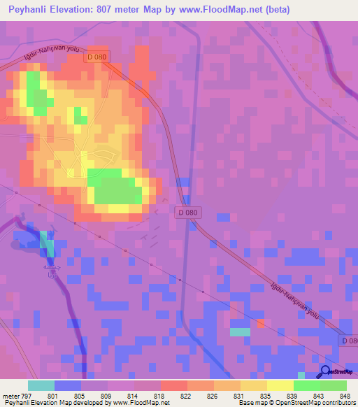 Peyhanli,Turkey Elevation Map