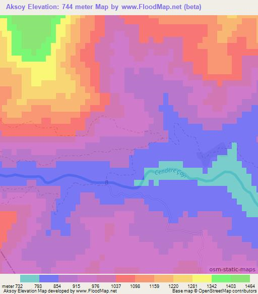 Aksoy,Turkey Elevation Map