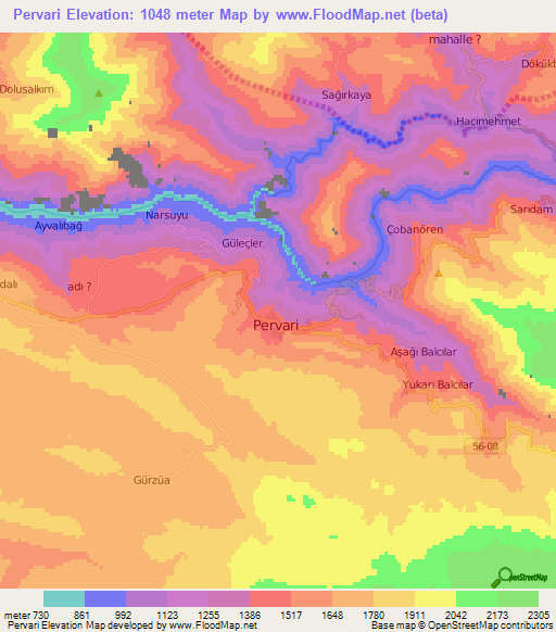 Pervari,Turkey Elevation Map