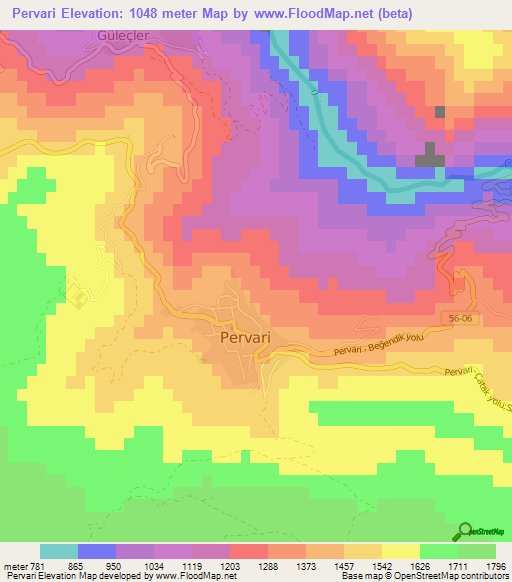 Pervari,Turkey Elevation Map