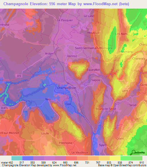 Champagnole,France Elevation Map