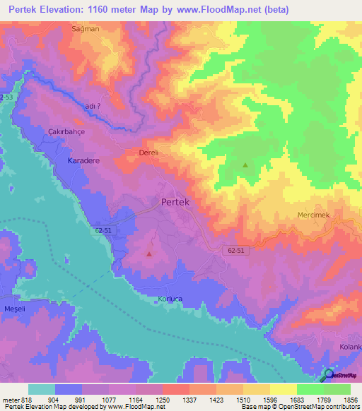 Pertek,Turkey Elevation Map