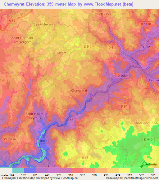 Chameyrat,France Elevation Map