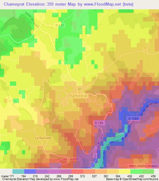 Chameyrat,France Elevation Map