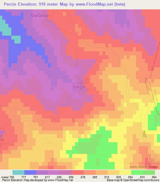 Percin,Turkey Elevation Map