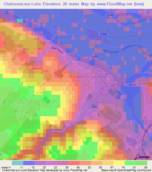 Chalonnes-sur-Loire,France Elevation Map