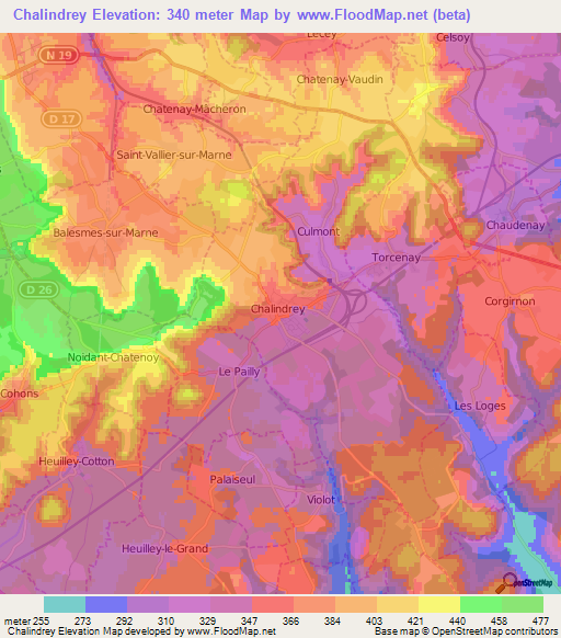 Chalindrey,France Elevation Map