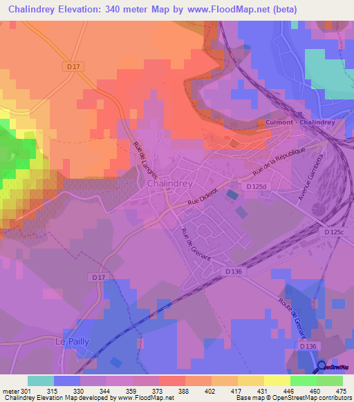 Chalindrey,France Elevation Map