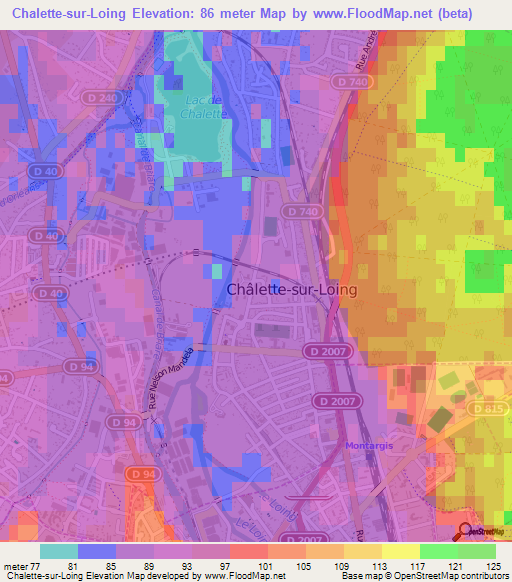 Chalette-sur-Loing,France Elevation Map