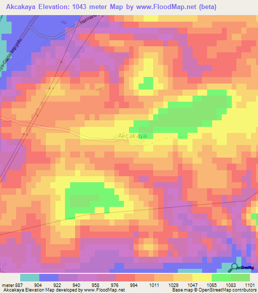 Akcakaya,Turkey Elevation Map