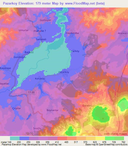 Pazarkoy,Turkey Elevation Map