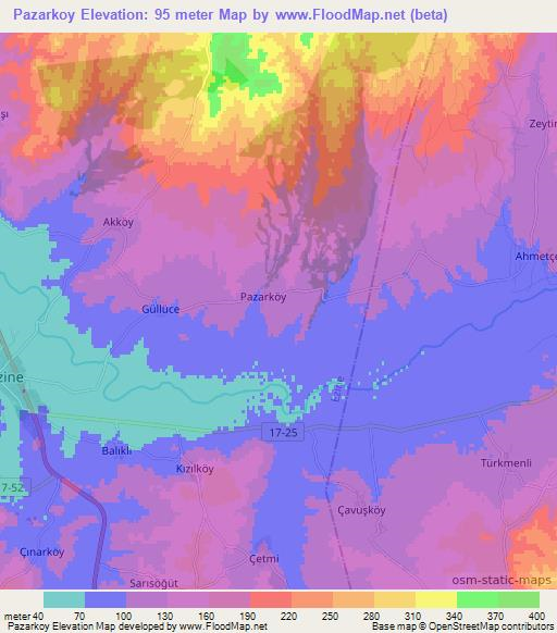 Pazarkoy,Turkey Elevation Map