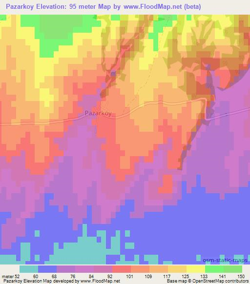 Pazarkoy,Turkey Elevation Map