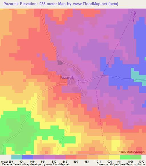 Pazarcik,Turkey Elevation Map